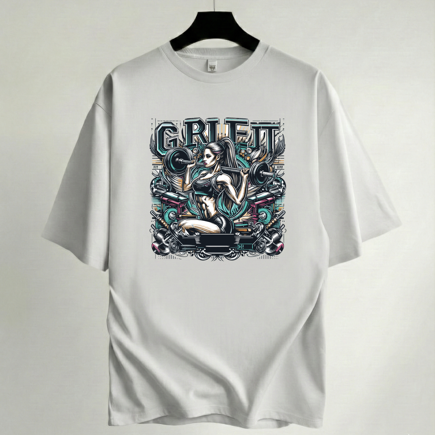 Camiseta Oversize Premium Blanca - Colección Gym & CrossFit