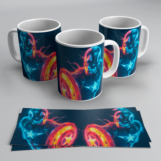 Tazas Capitán América Neón