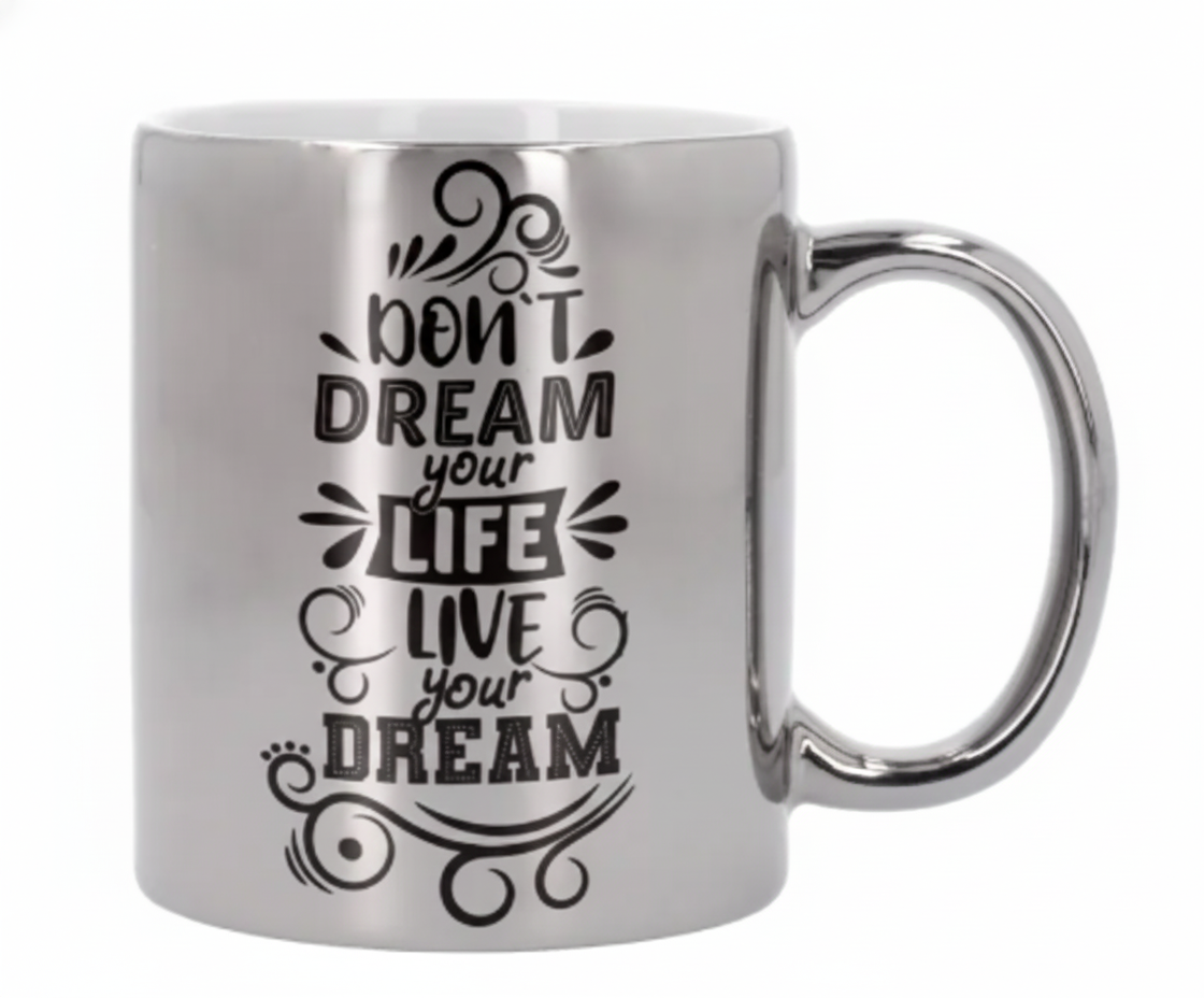 Taza de Cerámica Metalizada - Estilo Sofisticado y Minimalista